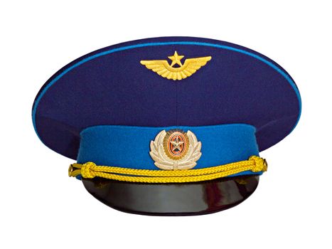 Russian military pilot's cap isolated on a white background