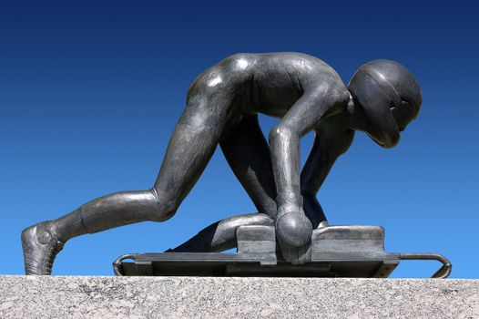 Bronze sculpture depicting the Olympic sport of Skeleton