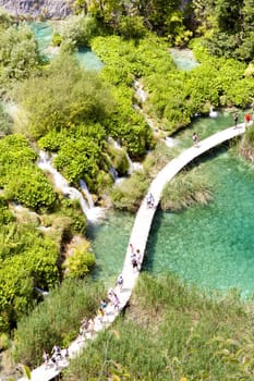 Croatia, National Park, Beauty Plitvicka lake, aerial view.