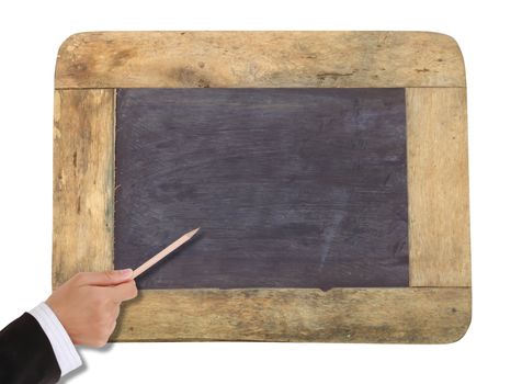 Hands holding a blank blackboard