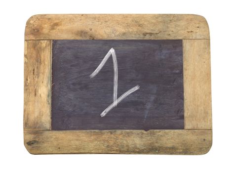 The number "1" written with white   on a blackboard