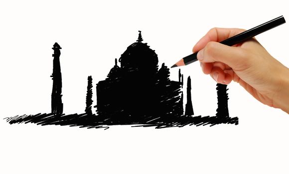 drawing of Taj Mahal