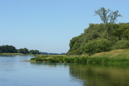 Elbe river in Saxony-Anhalt / Germany, in summer