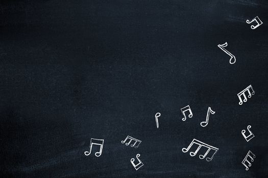 Music notes on blackboard