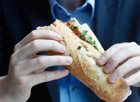 businessman eating lunch