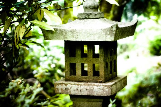 japanese pole symbole in a japanese garden