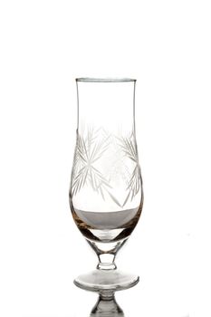 a cristal goblet on the white backgound