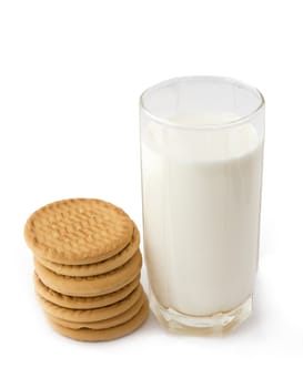 Milk and cookies isolated on white