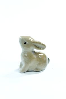 A little toy-rabbit on the white background