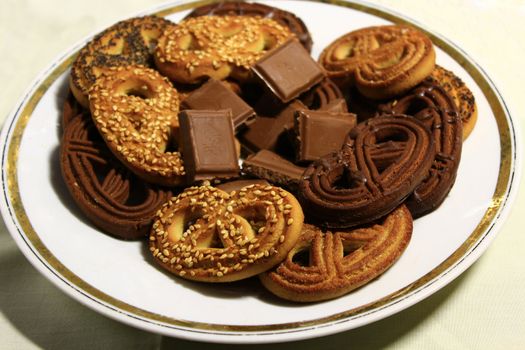 knot-shaped biscuit is a tasty delicacies espesially especially with chocolate