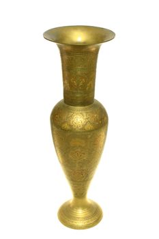 a gold vase on the white background