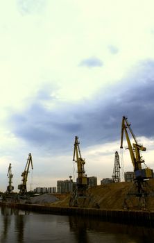 an urban landscape in the evening