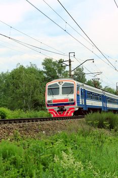 a speed train on the railway