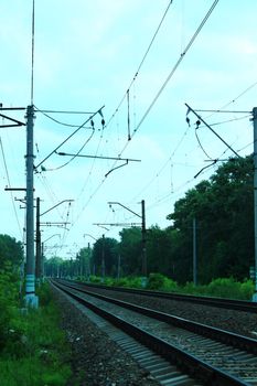 railway road leads to the horizon