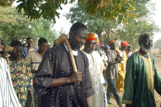 The festival of establishment of a usual chief in Burkina Faso Faso lasts three days. The usual chief succeeds his father deceased, it is always the groin of the family and always a man. It is a very rare event because a chief can be replaced only after his death. During establishment it is the festival and all the area is invited. This festival occurs to Kokemnour�, small village in the East of Burkina Faso Faso in the province of Kouritanga. These three days are punctuated of dance, meal and especially of traditional ceremonies African. The Chief is the King and can be established only by chiefs more important than him.                                
