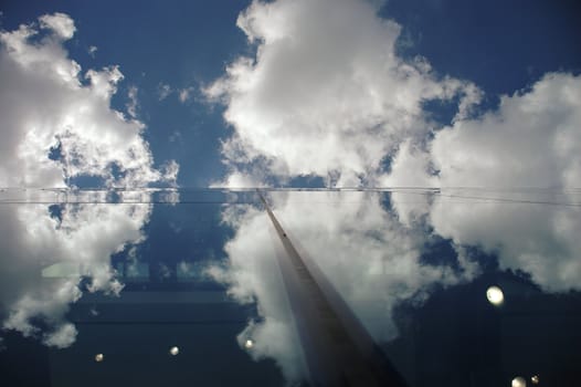 Clouds are reflected in a modern building