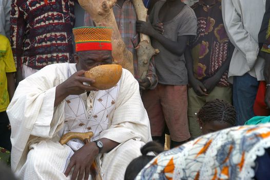 The festival of establishment of a usual chief in Burkina Faso Faso lasts three days. The usual chief succeeds his father deceased, it is always the groin of the family and always a man. It is a very rare event because a chief can be replaced only after his death. During establishment it is the festival and all the area is invited. This festival occurs to Kokemnour�, small village in the East of Burkina Faso Faso in the province of Kouritanga. These three days are punctuated of dance, meal and especially of traditional ceremonies African. The Chief is the King and can be established only by chiefs more important than him.                                