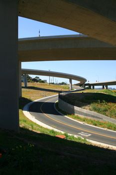 Close up of the empty freeway ramps.
