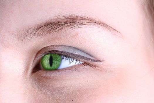  woman unique green lashes makeup see skin