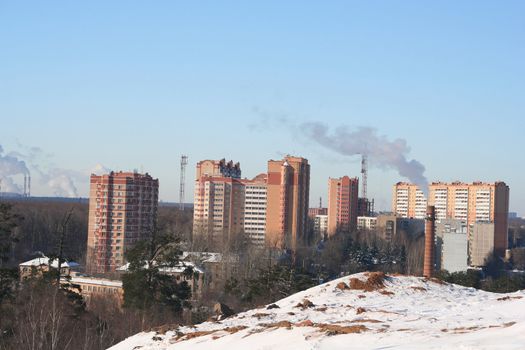 cities power station stacks urban smoke buildings