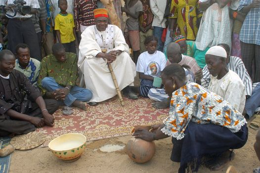 The festival of establishment of a usual chief in Burkina Faso Faso lasts three days. The usual chief succeeds his father deceased, it is always the groin of the family and always a man. It is a very rare event because a chief can be replaced only after his death. During establishment it is the festival and all the area is invited. This festival occurs to Kokemnour�, small village in the East of Burkina Faso Faso in the province of Kouritanga. These three days are punctuated of dance, meal and especially of traditional ceremonies African. The Chief is the King and can be established only by chiefs more important than him.                                