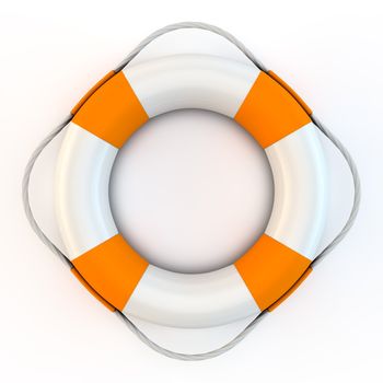 lifebelt in white and orange with rope from - top view