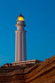 Wonderful lighthouse known as Trafalgar's lighthouse at the province of Cadiz