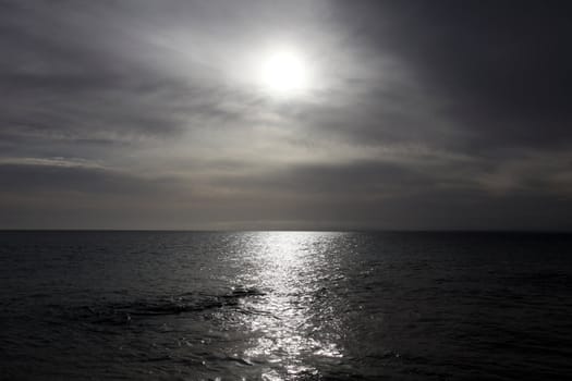 View of sky and sea few minutes before storm.