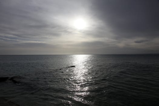 View of sky and sea few minutes before storm.