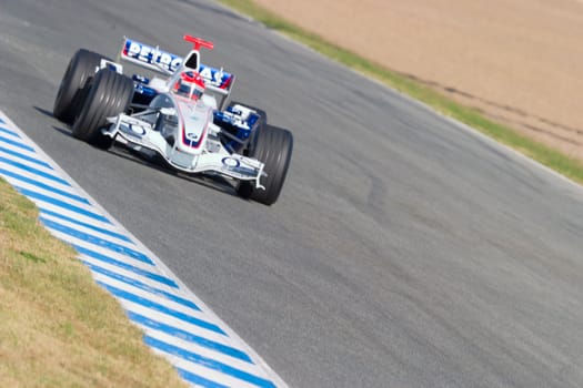 JEREZ DE LA FRONTERA, SPAIN - OCT 11: Robert Kubica of BMW-Sauber F1 races during a training session on October 11, 2006 in Jerez de la Frontera , Spain