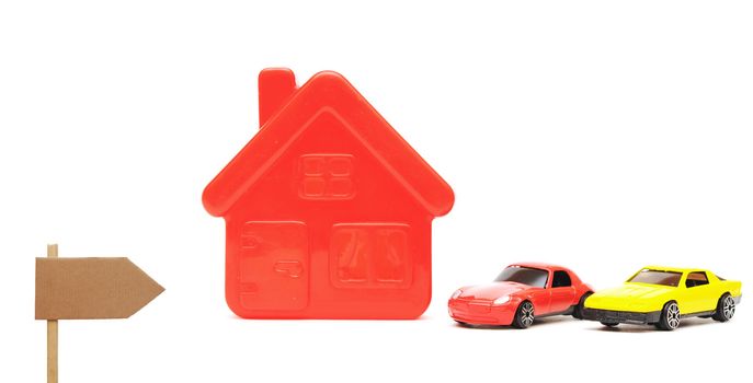a house and car toy isolated on white