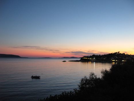 Sunset over Finikounda bay (Greece)