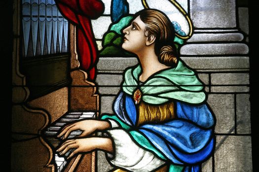 Saint Cecilia, Stained glass