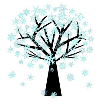 Winter Christmas Snowflakes on Tree Illustration Isolated on White Background