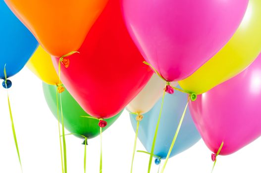 Shot of multicolored air balloons isolated on white