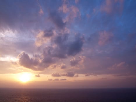 Romantic sea with beautiful twilight sky in Thailand