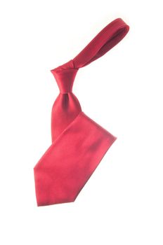 Silk red necktie isolated over white background