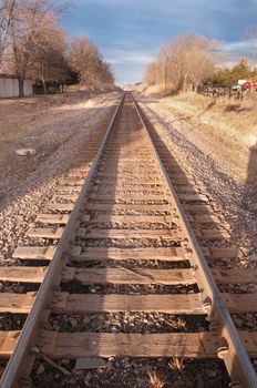 Train tracks on a sunny winter afternoon