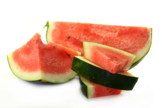 sliced watermelon on white background