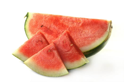 sliced watermelon on white background