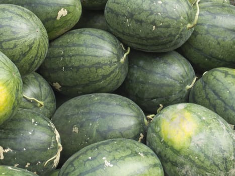 Background of watermelons for sell at market, Nakhon Si Thammarat, Thailand