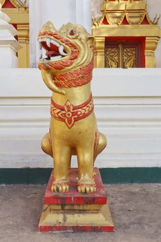 Lion statue decoration at temple Vientiane, Laos