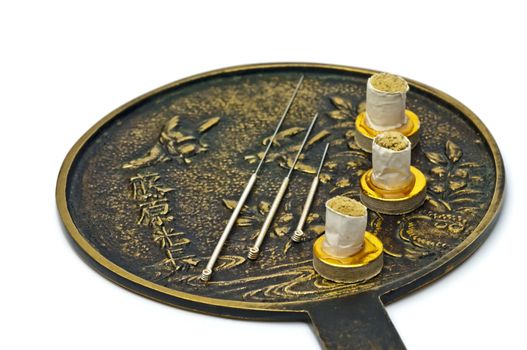 acupuncture needle with moxa cones