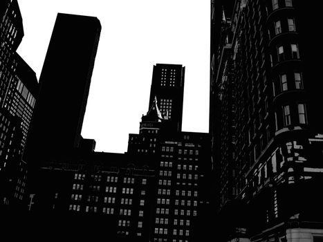 Manhattan skyline seen in silhouette form