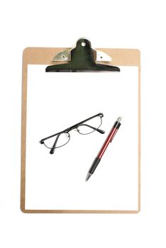 Clipboard over a white background ready for several business needs.