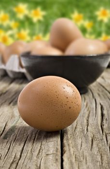 Fresh healthy farm eggs ready to be cooked