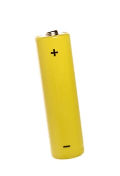 Yellow battery isolated on white background