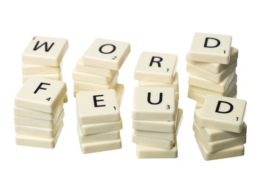 The word wordfeud written with scrabble pieces