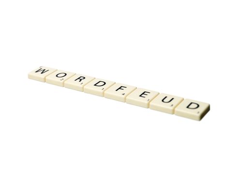 The word wordfeud written with scrabble pieces