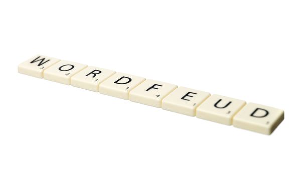 The word wordfeud written with scrabble pieces